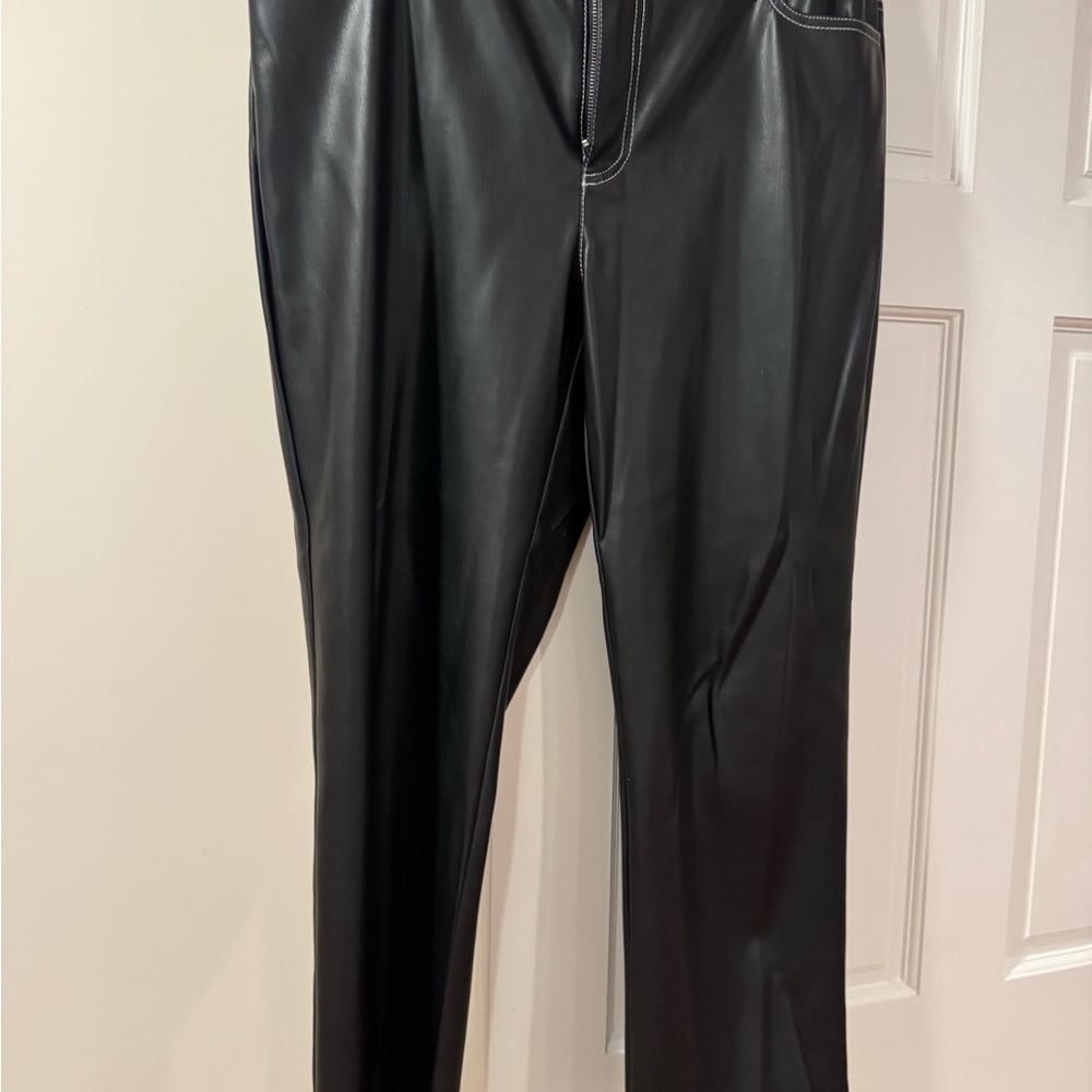 STAUD Black Faux Leather Pants